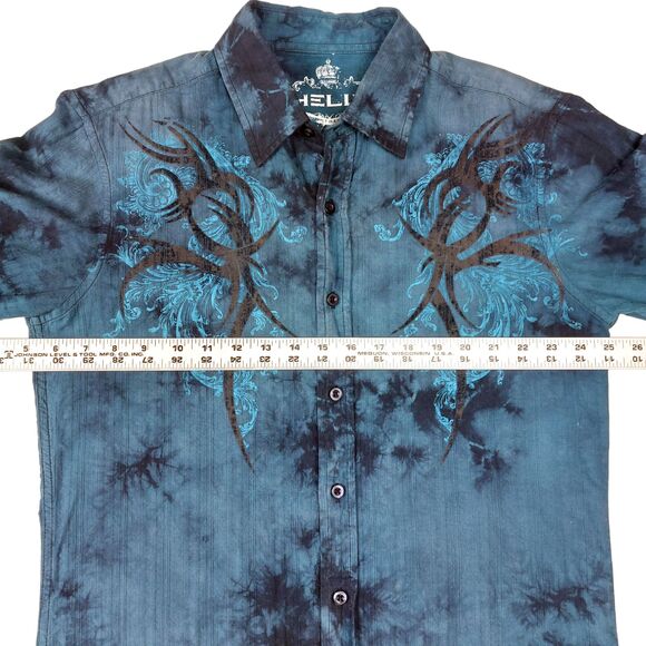 HELIX Men Sz S Black Textured Button Shirt Exclusive Design 100% Cotton - Picture 4 of 10